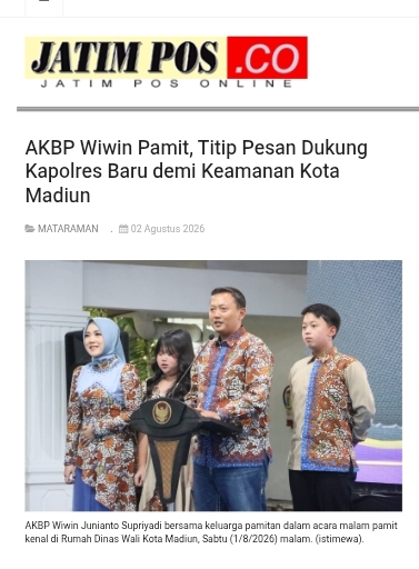 AKBP Wiwin Pamit, Titip Pesan Dukung Kapolres Baru demi Keamanan Kota Madiun