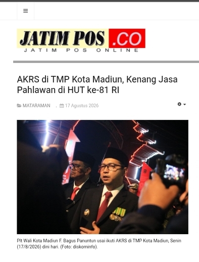 Dokumen AKRS di TMP Kota Madiun, Kenang Jasa Pahlawan di HUT ke-81 RI