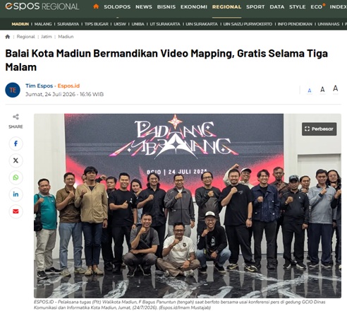 Balai Kota Madiun Bermandikan Video Mapping, Gratis Selama Tiga Malam