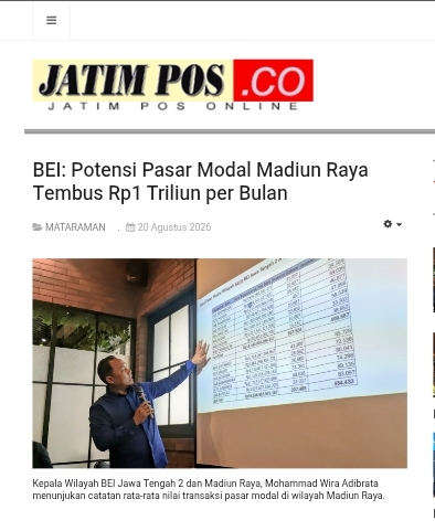 BEI: Potensi Pasar Modal Madiun Raya Tembus Rp1 Triliun per Bulan
