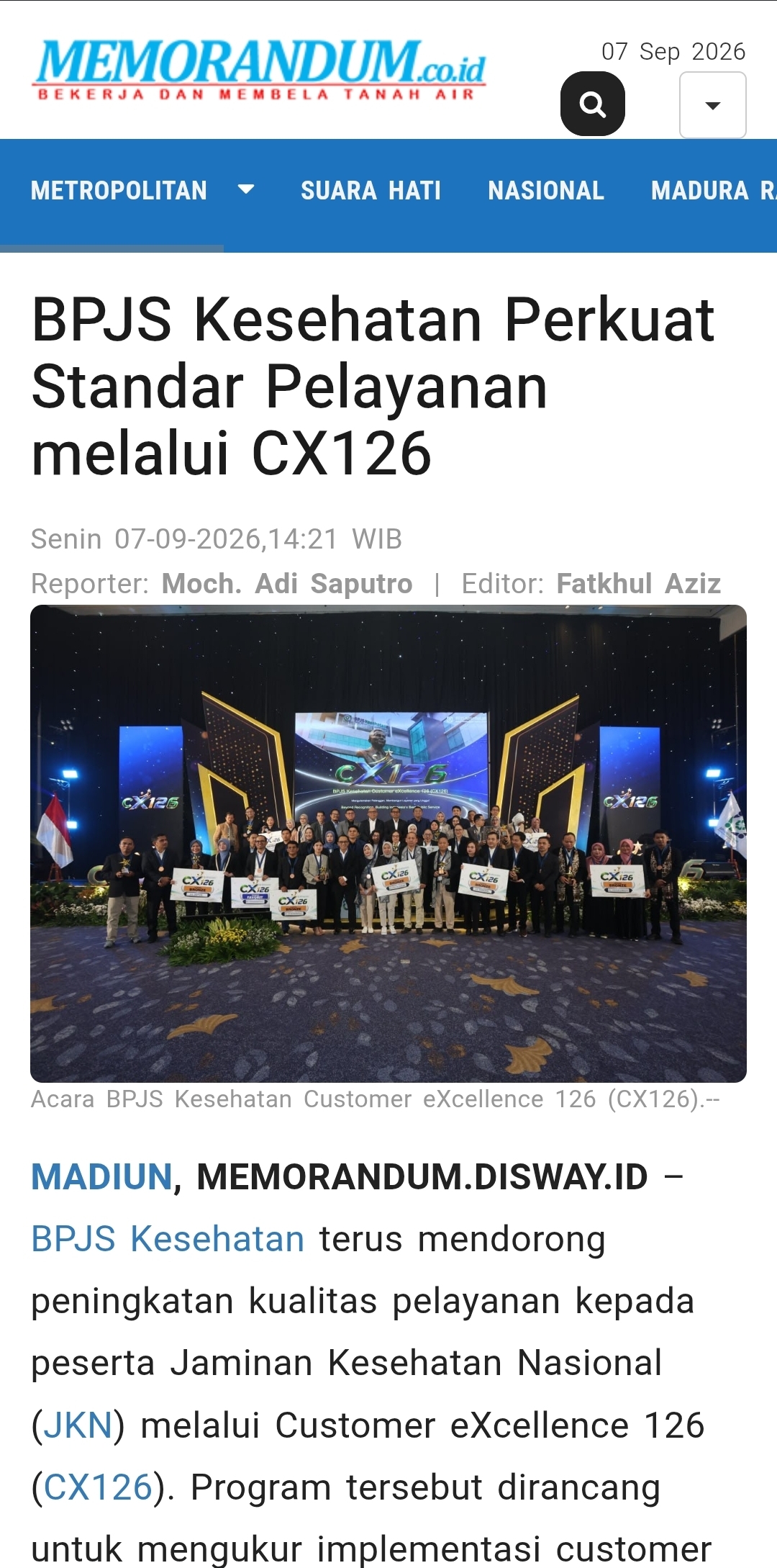 Dokumen BPJS Kesehatan Perkuat Standar Pelayanan melalui CX126