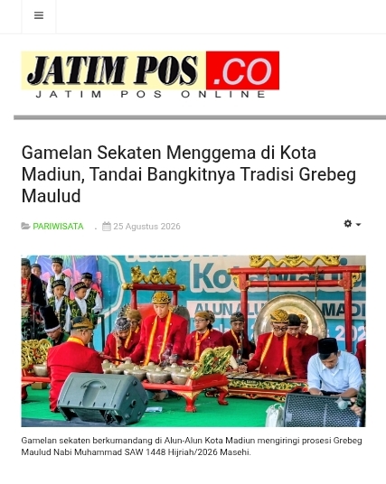 Gamelan Sekaten Menggema di Kota Madiun, Tandai Bangkitnya Tradisi Grebeg Maulud
