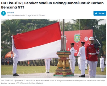 HUT ke-81 RI, Pemkot Madiun Galang Donasi untuk Korban Bencana NTT