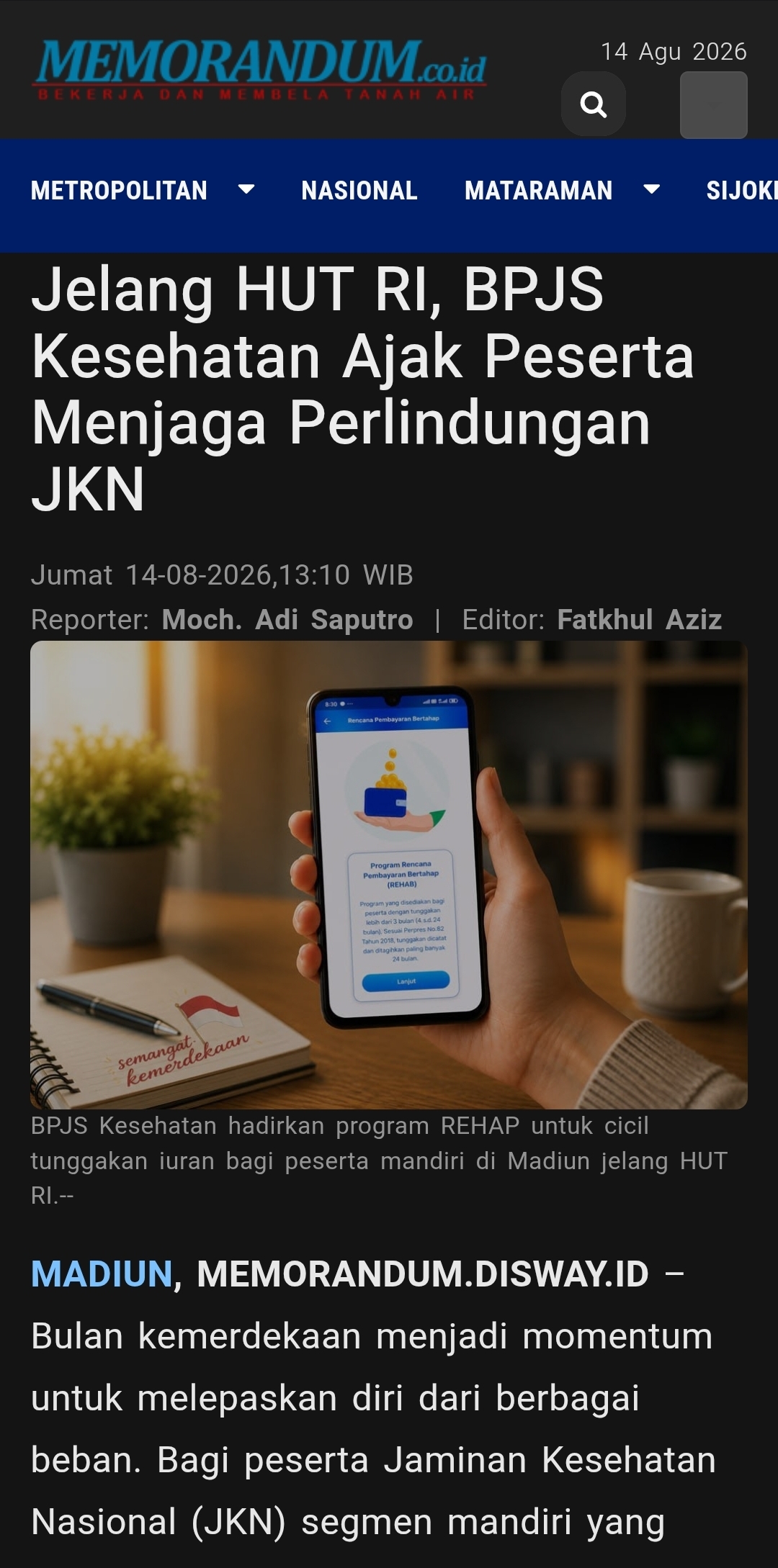 Dokumen Jelang HUT RI, BPJS Kesehatan Ajak Peserta Menjaga Perlindungan JKN