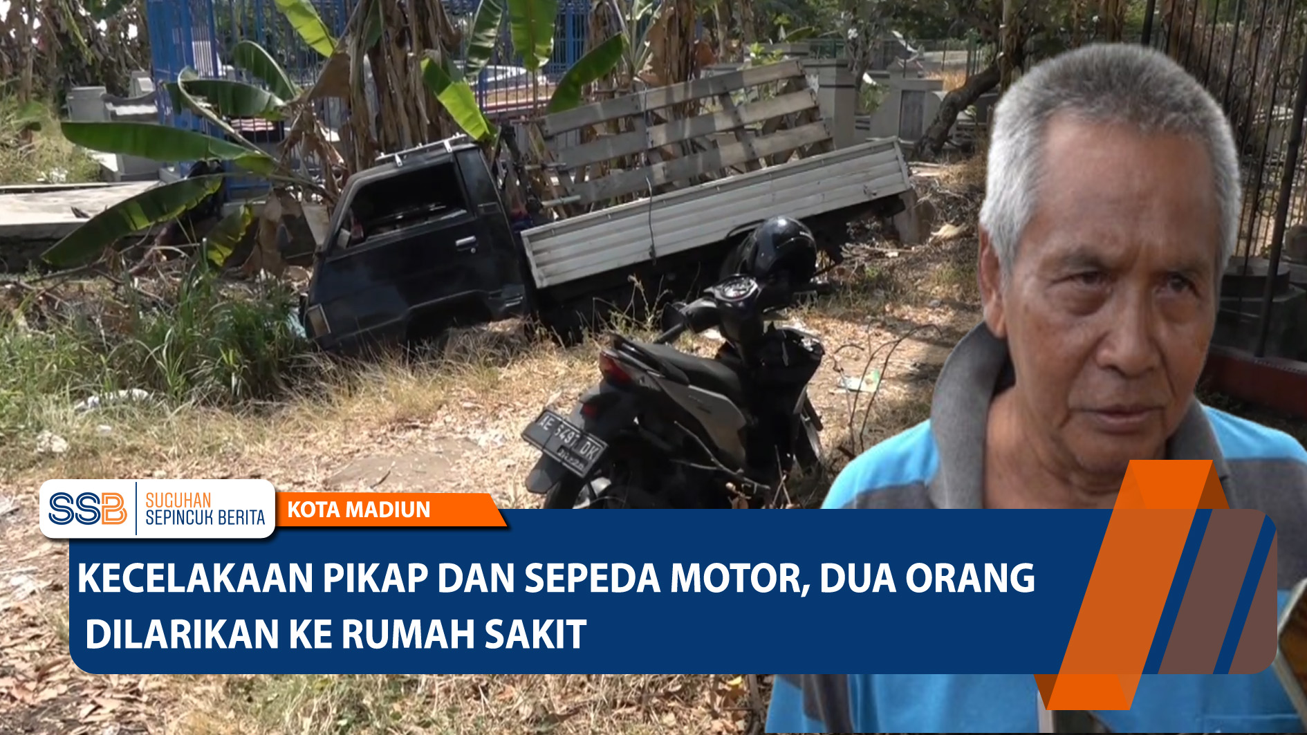 Kecelakaan Pikap dan Sepeda Motor, Dua Orang Dilarikan ke Rumah Sakit