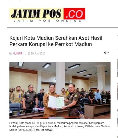 Dokumen Kejari Kota Madiun Serahkan Aset Hasil Perkara Korupsi ke Pemkot Madiun