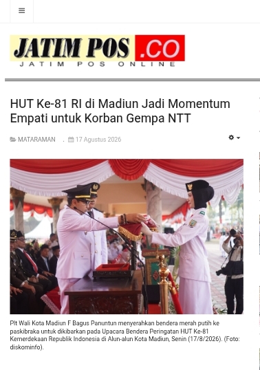 Dokumen Madiun Jadi Momentum Empati untuk Korban Gempa NTT