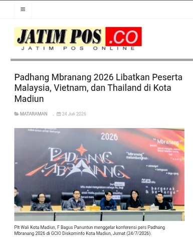 Dokumen Padhang Mbranang 2026 Libatkan Peserta Malaysia, Vietnam, dan Thailand di Kota Madiun