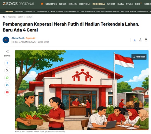 Pembangunan Koperasi Merah Putih di Madiun Terkendala Lahan, Baru Ada 4 Gerai