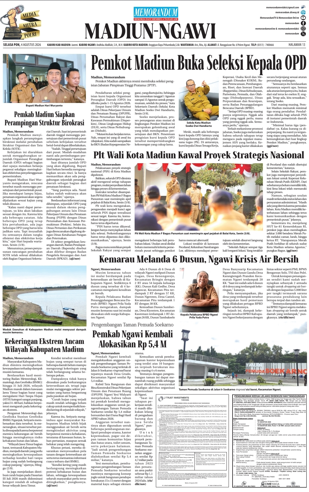 Dokumen Pemkot Madiun Buka Seleksi Kepala OPD