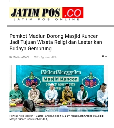 Pemkot Madiun Dorong Masjid Kuncen Jadi Tujuan Wisata Religi dan Lestarikan Budaya Gembrung