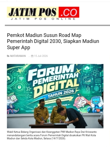 Dokumen Pemkot Madiun Susun Road Map Pemerintah Digital 2030, Siapkan Madiun Super App