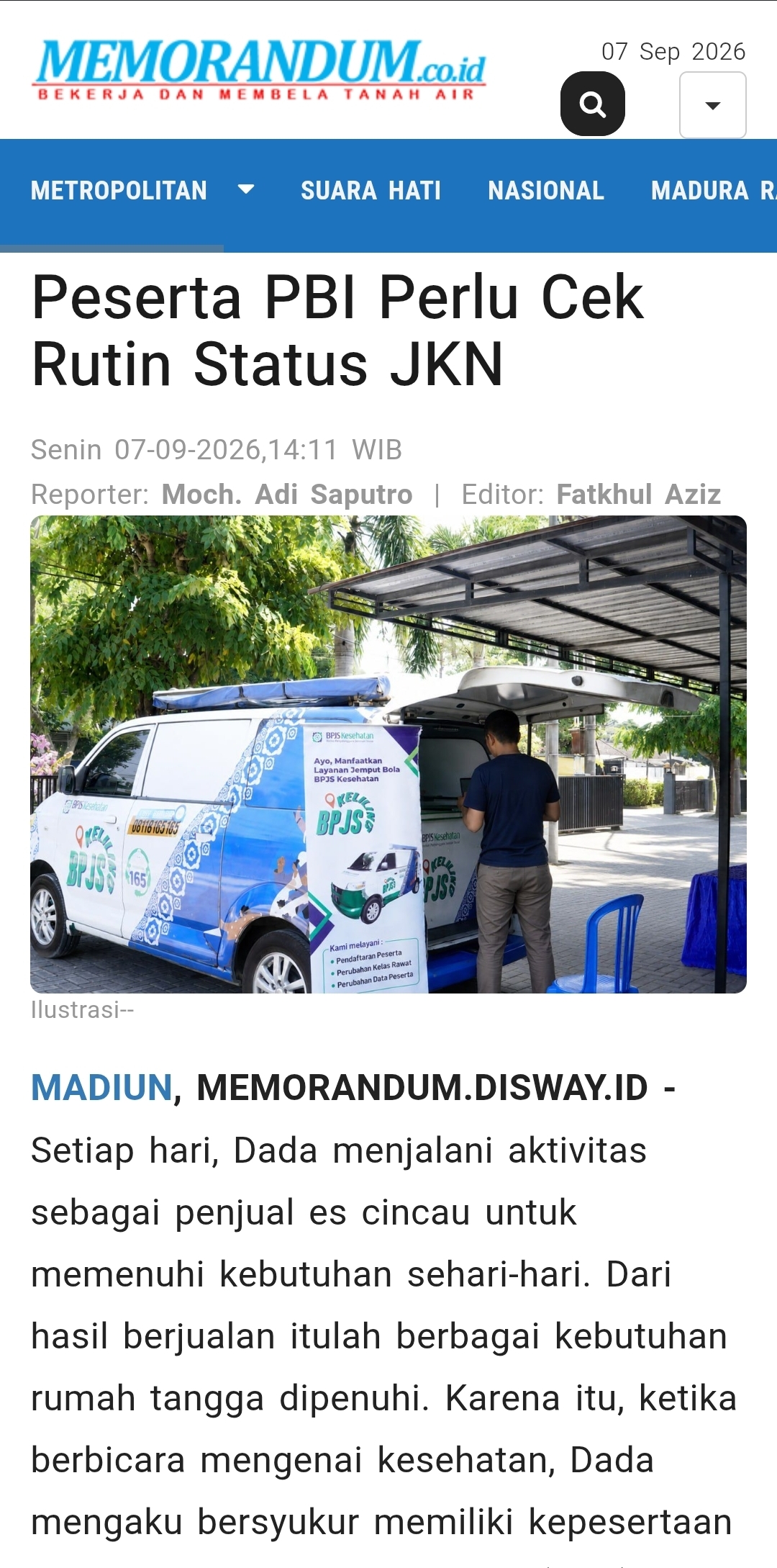 Dokumen Peserta PBI Perlu Cek Rutin Status JKN