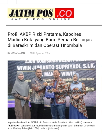Dokumen Profil AKBP Rizki Pratama, Kapolres Madiun Kota yang Baru: Pernah Bertugas di Bareskrim dan Operasi Tinombala