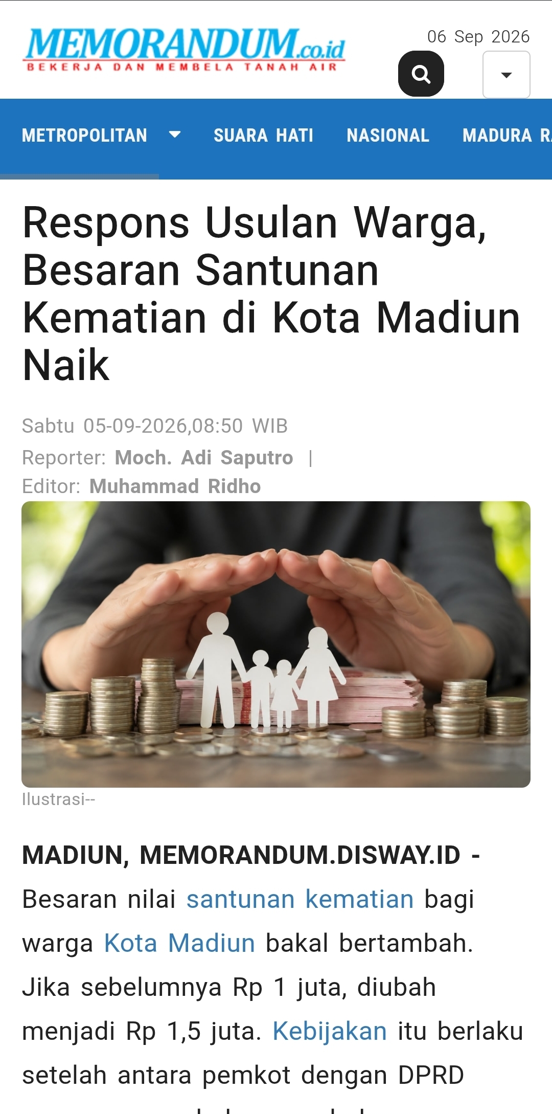 Respons Usulan Warga, Besaran Santunan Kematian di Kota Madiun Naik