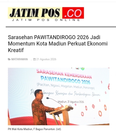 Sarasehan PAWITANDIROGO 2026 Jadi Momentum Kota Madiun Perkuat Ekonomi Kreatif