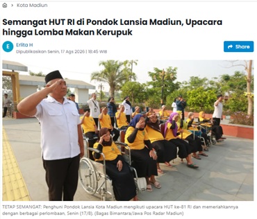 Semangat HUT RI di Pondok Lansia Madiun, Upacara hingga Lomba Makan Kerupuk