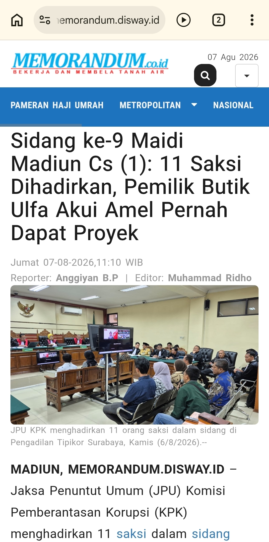 Sidang ke-9 Maidi Madiun Cs (1): 11 Saksi Dihadirkan, Pemilik Butik Ulfa Akui Amel Pernah Dapat Proyek