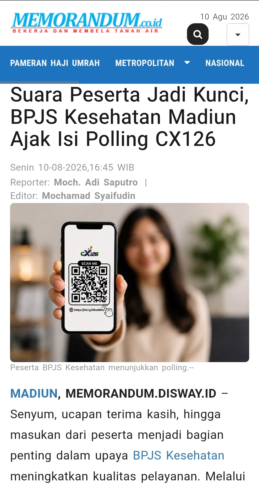 Suara Peserta Jadi Kunci, BPJS Kesehatan Madiun Ajak Isi Polling CX126