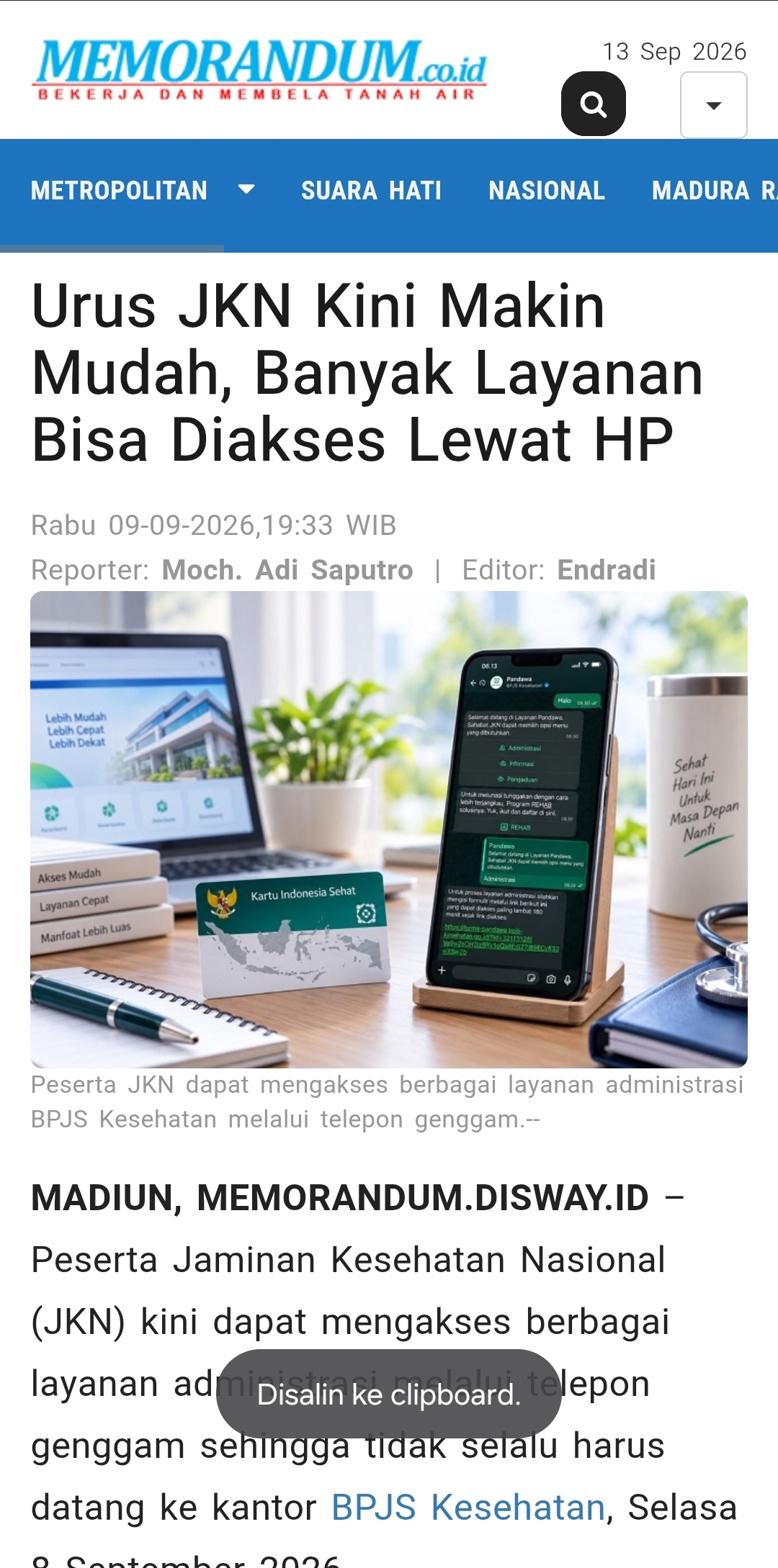 Urus JKN Kini Makin Mudah, Banyak Layanan Bisa Diakses Lewat HP