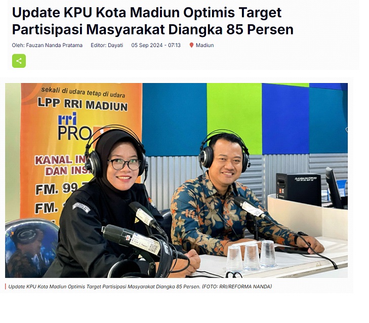Update KPU Kota Madiun Optimis Target Partisipasi Masyarakat Diangka 85 Persen