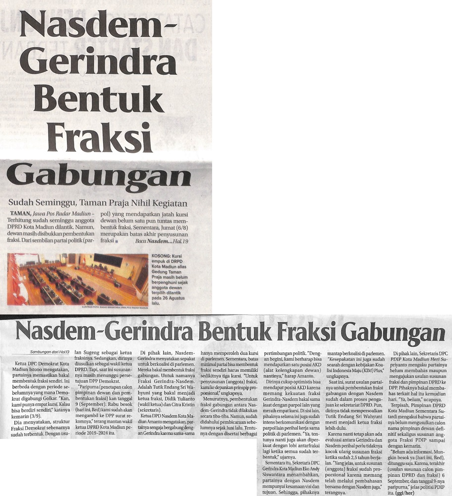 Nasdem-Gerindra, Bentuk Fraksi Gabungan