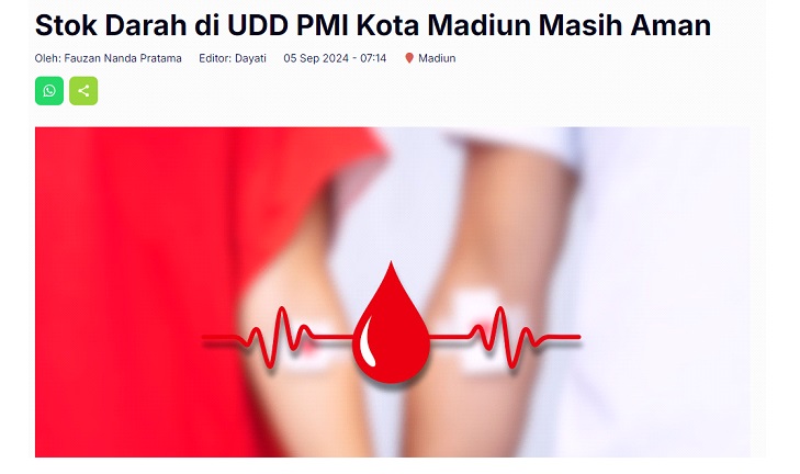 Stok Darah di UDD PMI Kota Madiun Masih Aman