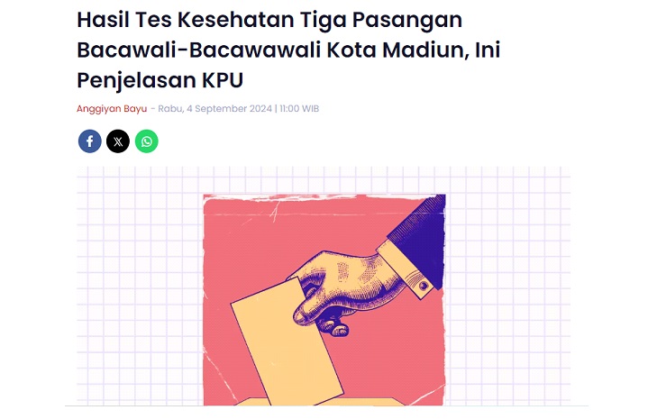 Hasil Tes Kesehatan Tiga Pasangan Bacawali-Bacawawali Kota Madiun, Ini Penjelasan KPU