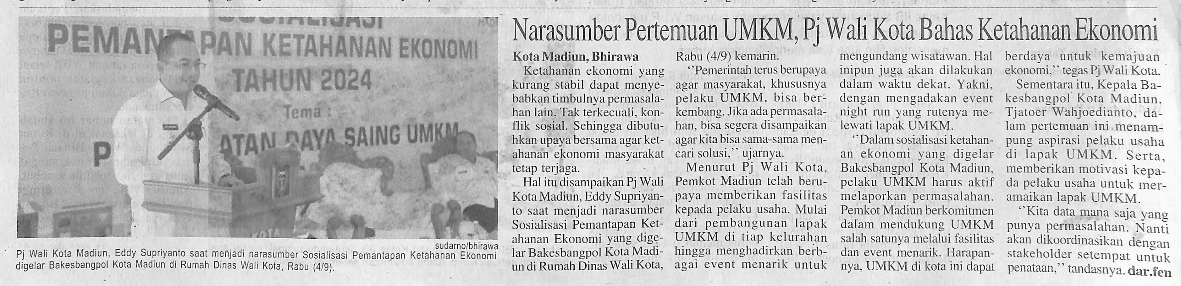 Narasumber Pertemuan UMKM, Pj Wali Kota Bahas Ketahanan Ekonomi