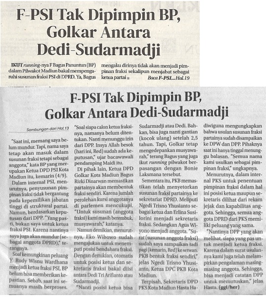 F-PSI Tak Dipimpin BP, Golkar Antara Dedi-Sudarmaji