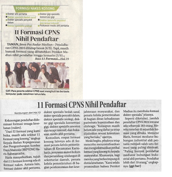 11 Formasi CPNS Nihil Pendaftar