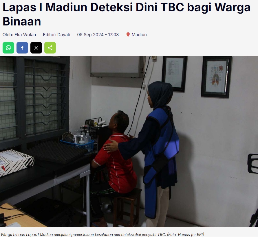 Lapas I Madiun Deteksi Dini TBC bagi Warga Binaan