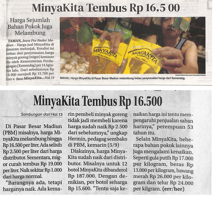 MinyaKita Tembus Rp 16.500, Harga Sejumlah Bahan Pokok Juga Melambung