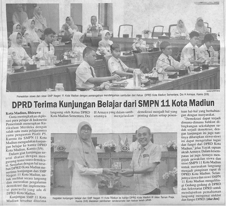 DPRD Terima Kunjungan Belajar dari SMPN 11 Kota Madiun