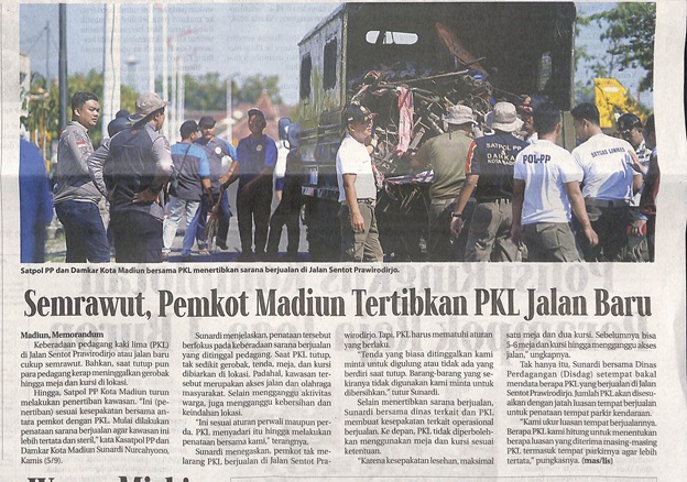 Semrawut, Pemkot Madiun Tertibkan PKL Jalan Baru