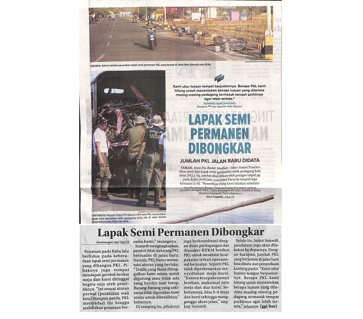 Lapak Semi Permanen Dibongkar Jumlah PKL Jalan Baru Didata
