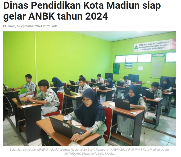 Dinas Pendidikan Kota Madiun siap gelar ANBK tahun 2024