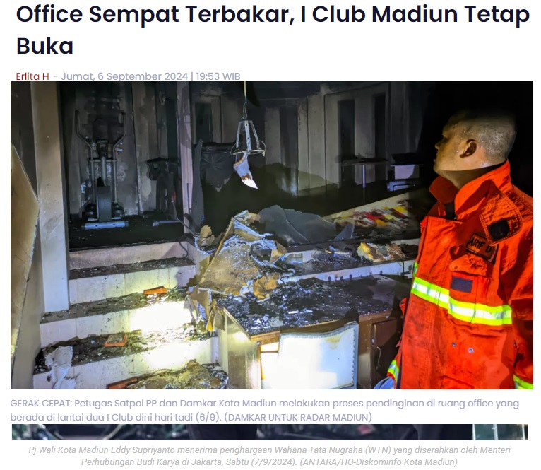 Office Sempat Terbakar, I Club Madiun Tetap Buka