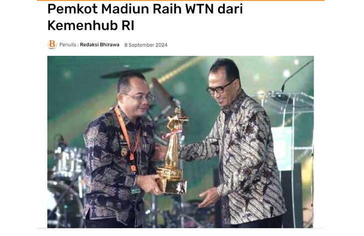 Pemkot Madiun Raih WTN dari Kemenhub RI