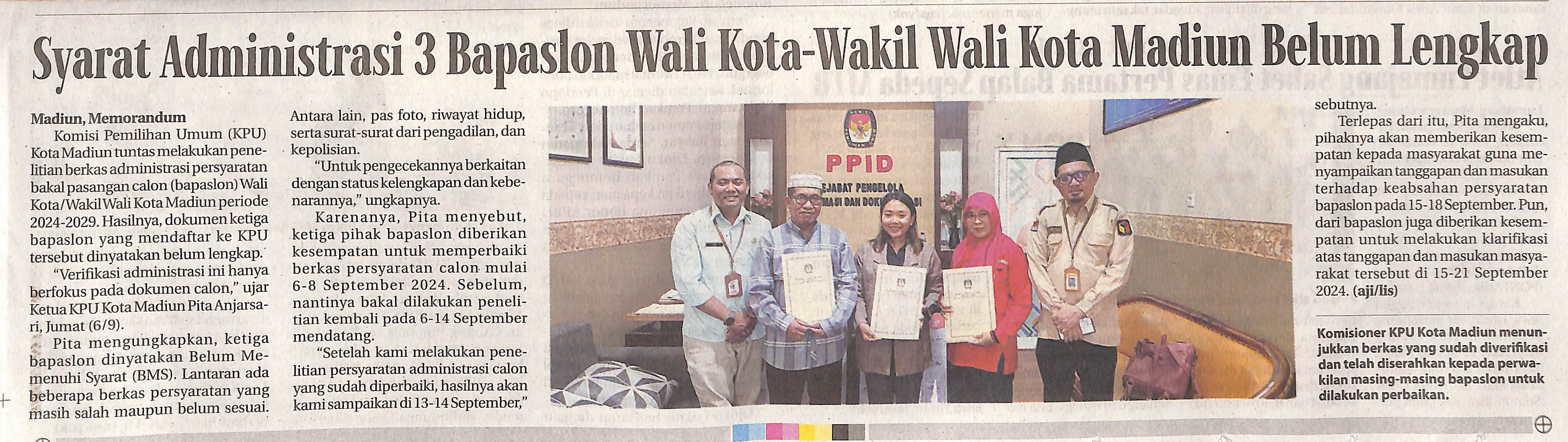Syarat Administrasi 3 Bapaslon Wali Kota-Wakil Wali Kota Madiun Belum Lengkap