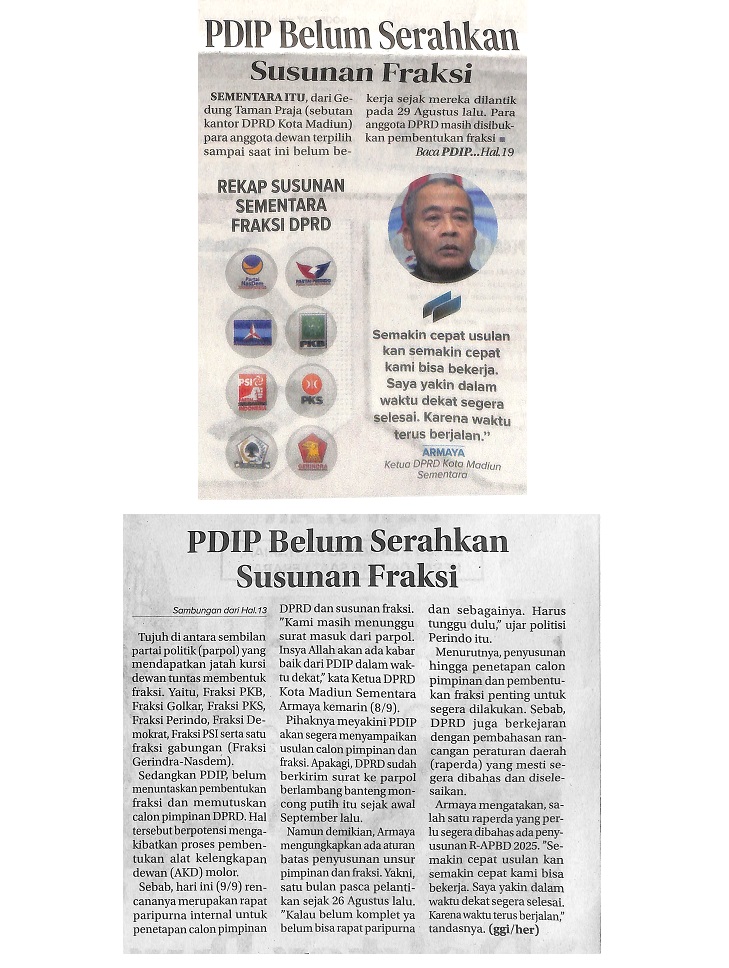 PDIP Belum Serahkan Susunan Fraksi