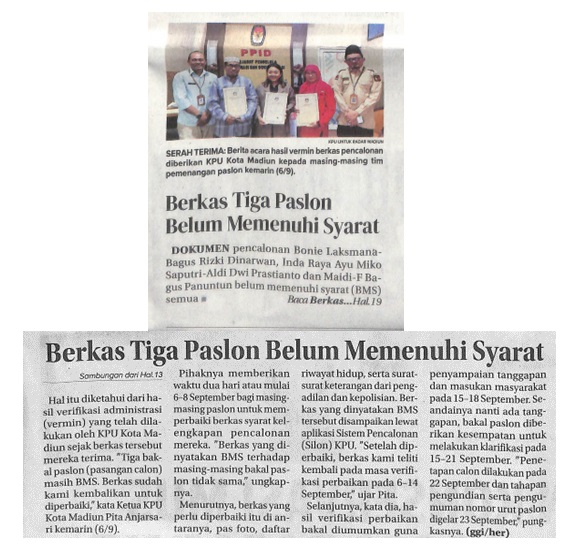 Berkas Tiga Paslon Belum Memenuhi Syarat