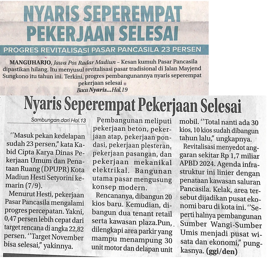 Nyaris Seperempat Pekerjaan Selesai