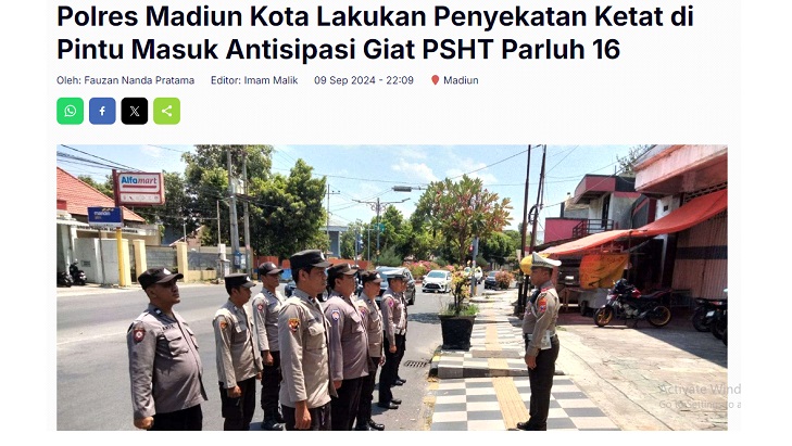 Polres Madiun Kota Lakukan Penyekatan Ketat di Pintu Masuk Antisipasi Giat PSHT Parluh 16