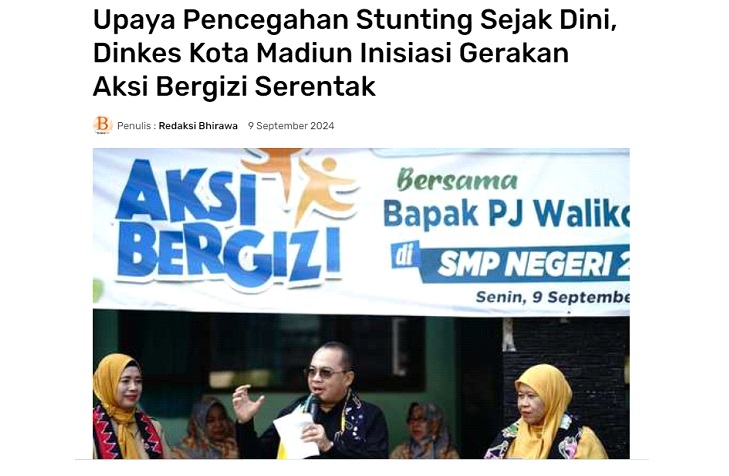 Upaya Pencegahan Stunting Sejak Dini, Dinkes Kota Madiun Inisiasi Gerakan Aksi Bergizi Serentak