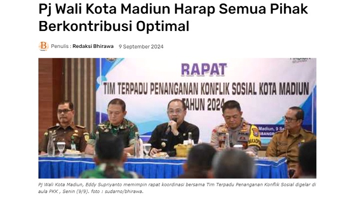 Pj Wali Kota Madiun Harap Semua Pihak Berkontribusi Optimal