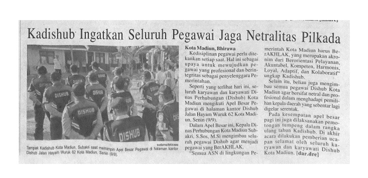 Kadishub Ingatkan Seluruh Pegawai Jaga Netralitas Pikada