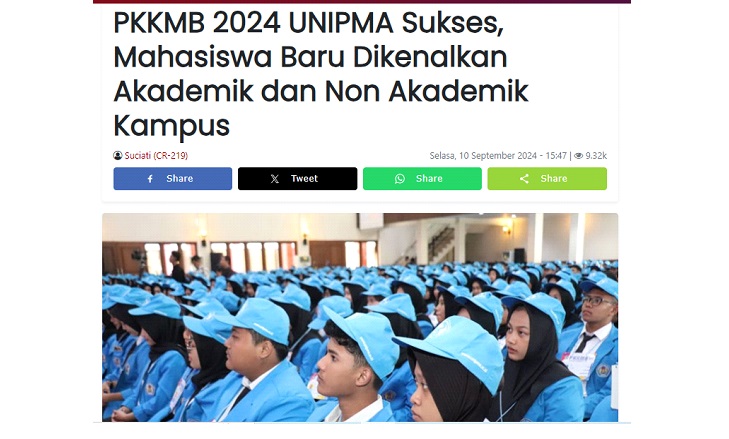 PKKMB 2024 UNIPMA Sukses, Mahasiswa Baru Dikenalkan Akademik dan Non Akademik Kampus