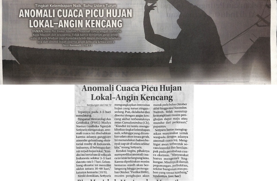 Anomali Cuaca Picu Hujan Lokal-Angin Kencang