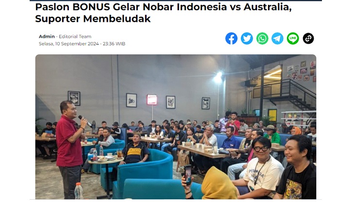 Paslon BONUS Gelar Nobar Indonesia vs Australia, Suporter Membeludak